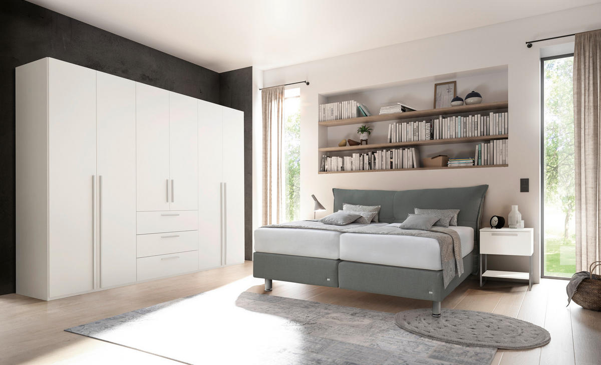 BOXSPRINGBETT 180/200 cm  in Graubraun  - Graubraun/Schwarz, Design, Kunststoff/Textil (180/200cm) - RUF Betten