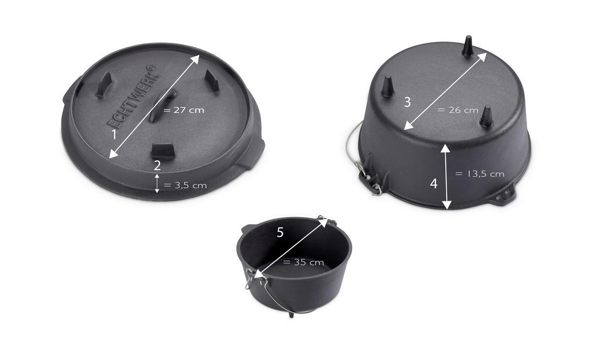 DUTCH-OVEN-SET  Schwarz  - Schwarz, Basics, Metall (31,5/31,5/21cm) - Echtwerk