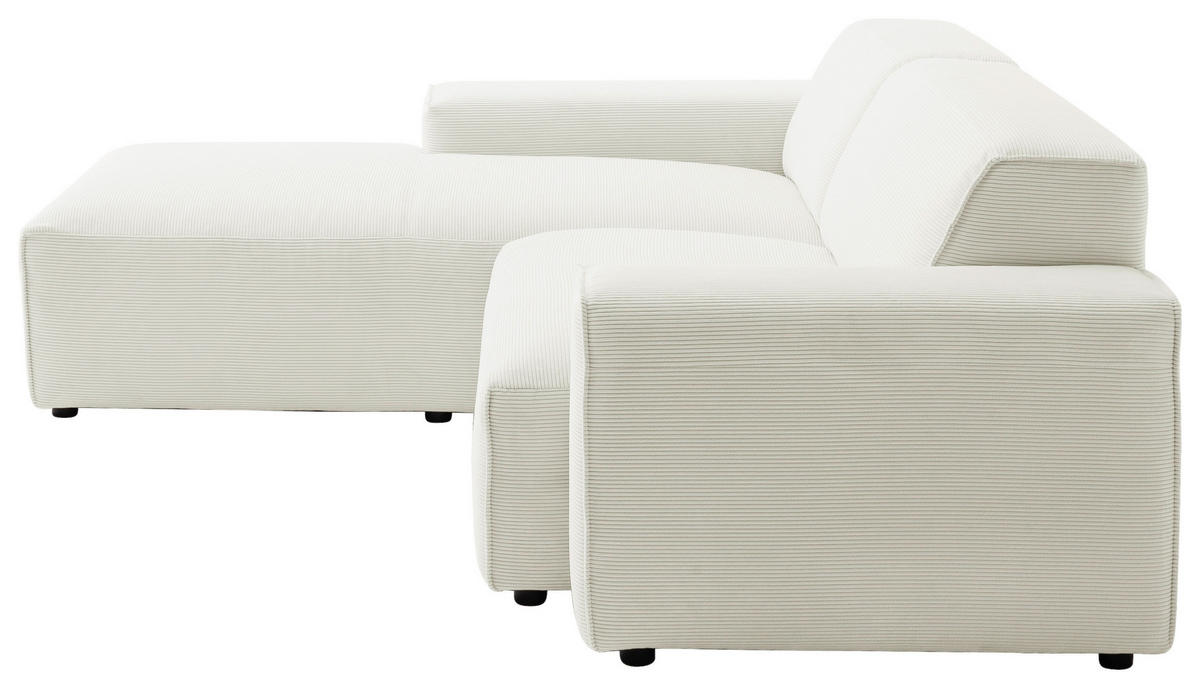 ECKSOFA in Cord Weiss  - Weiss/Schwarz, Design, Kunststoff/Textil (189/230cm) - Pure Home Lifestyle