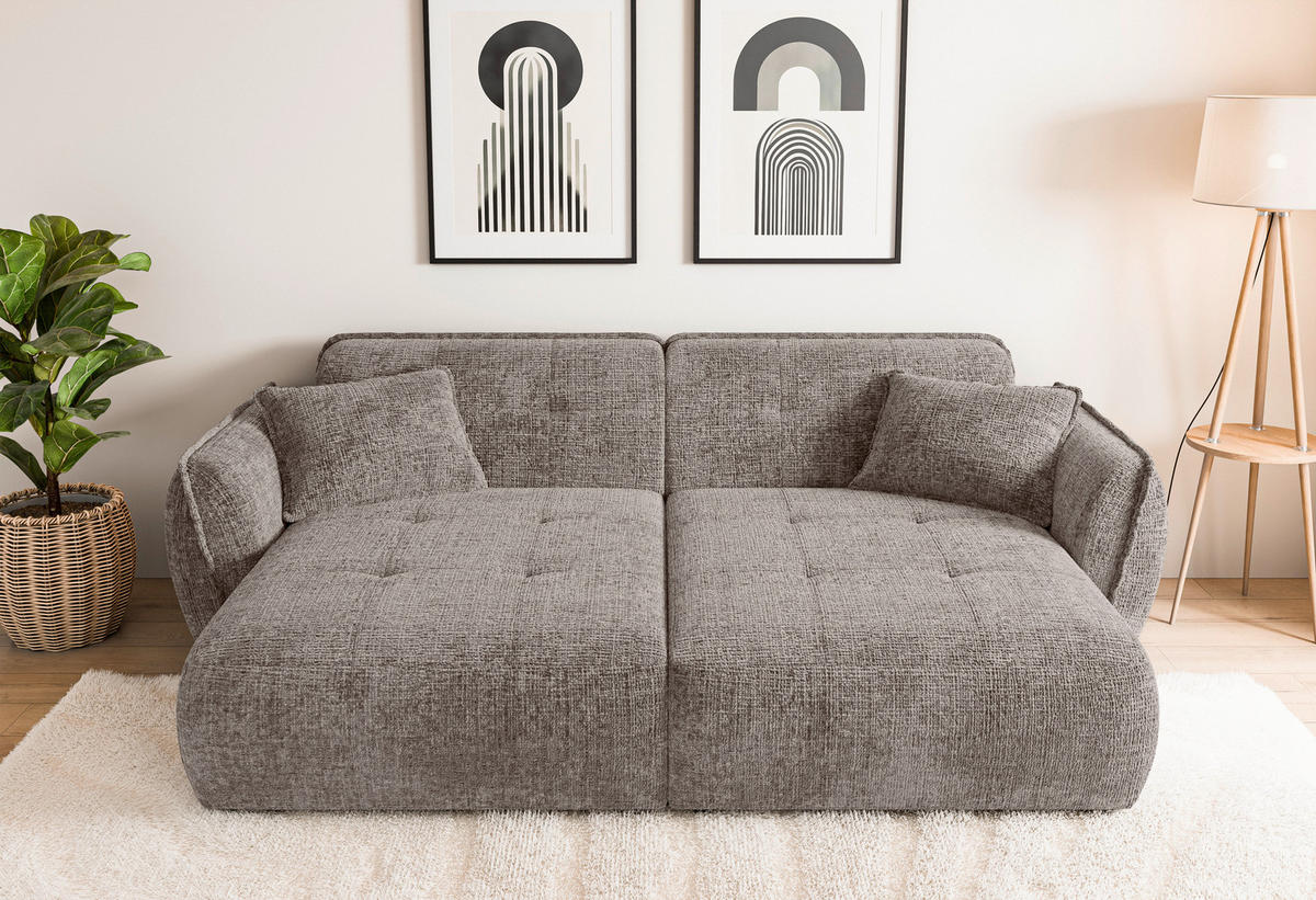BIGSOFA NELIA Chenille Braun  - Schwarz/Braun, Design, Kunststoff/Textil (252/81/155cm) - P & B