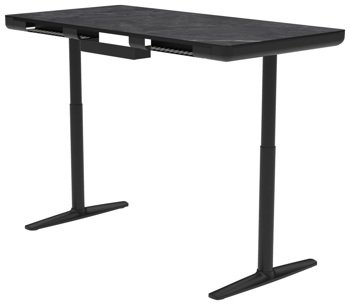 SCHREIBTISCH 160/80/73/118 cm  in Schwarz, Dunkelgrau  - Dunkelgrau/Schwarz, Design, Holzwerkstoff/Kunststoff (160/80/73/118cm) - Novel