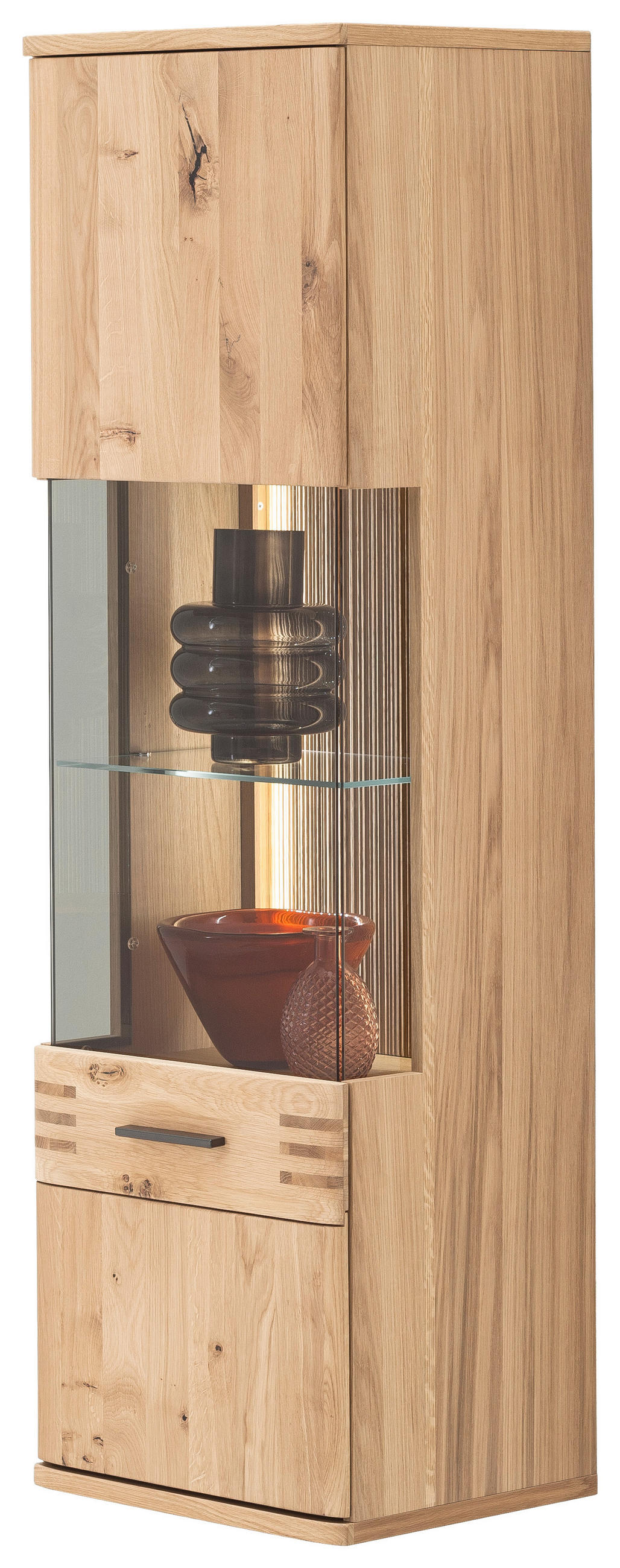 HÄNGEVITRINE  in furniert, massiv Balkeneiche Eichefarben  - Eichefarben/Anthrazit, Design, Glas/Holz (45/149/37cm) - Livetastic