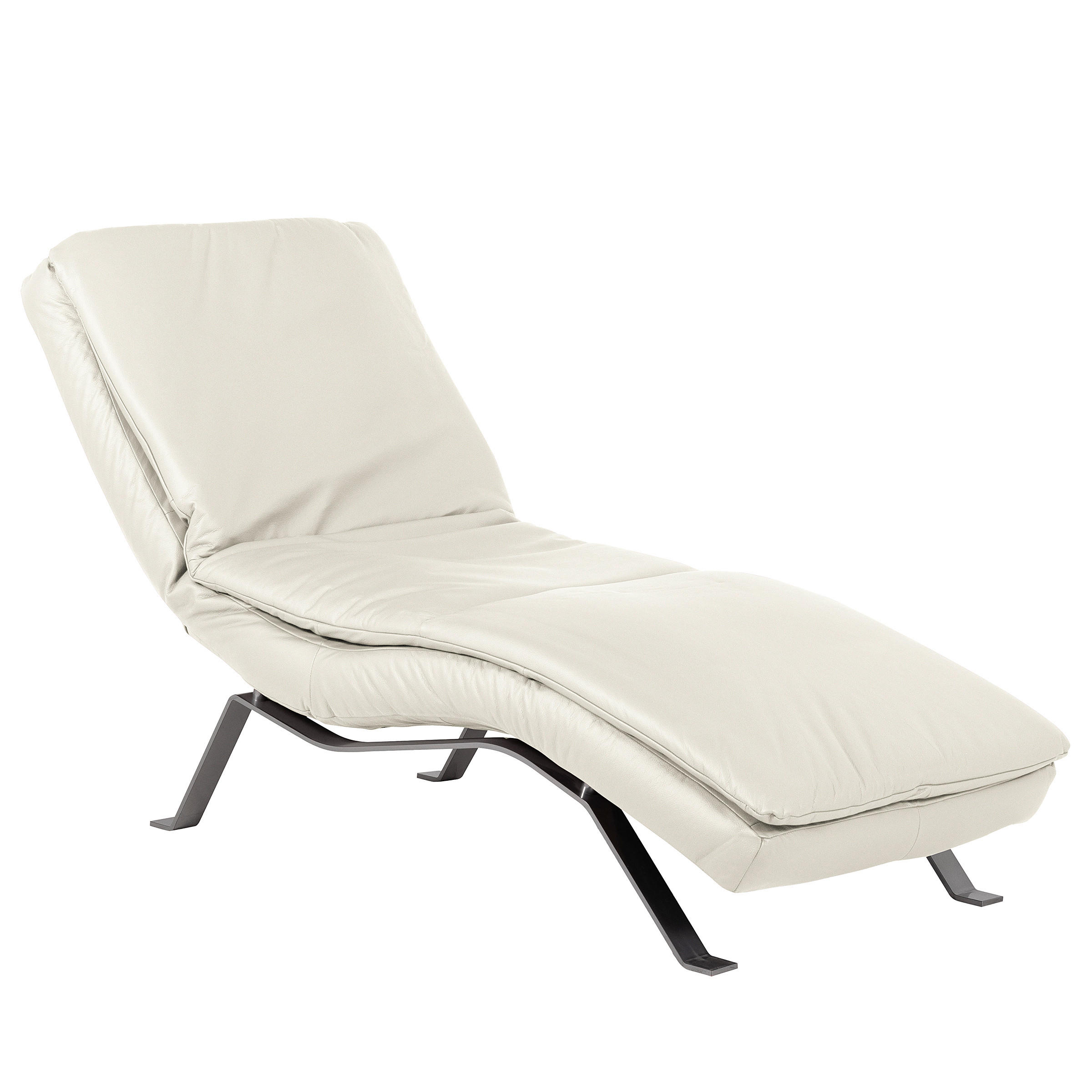 RELAXLIEGE in Echtleder Weiß  - Silberfarben/Weiß, Design, Leder/Metall (65/95/171cm) - Celina Home