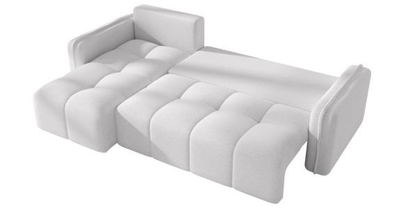ECKSOFA Weiß Flachgewebe Zierkissen, Rückenkissen, Bettkasten, Schlaffunktion, Rücken echt, Liegefläche im Originalstoff  - Schwarz/Weiß, MODERN, Kunststoff/Textil (142/240cm) - Carryhome