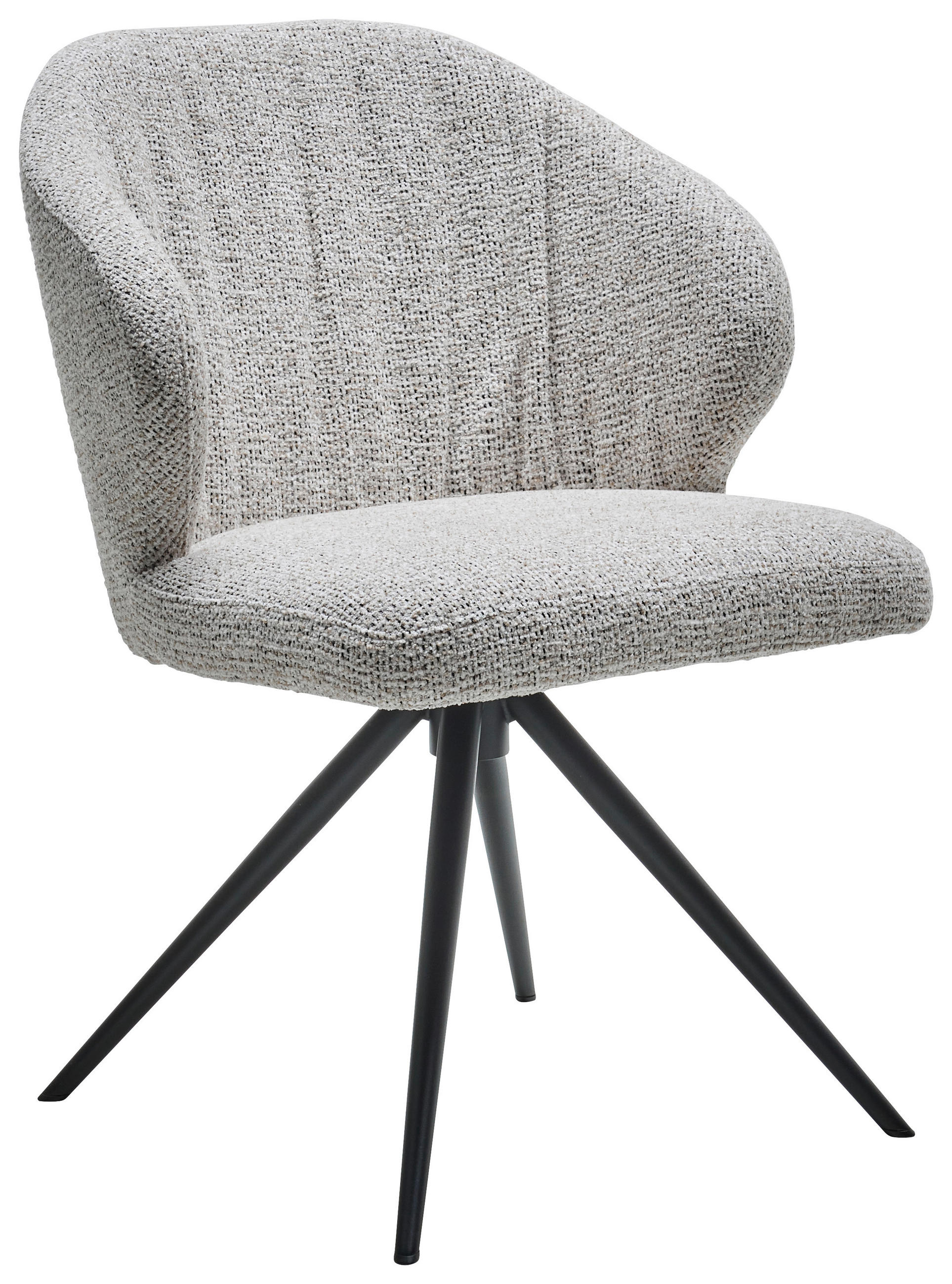 STUHL Bouclé Creme, Schwarz, Beige  - Beige/Creme, Design, Textil/Metall (61/84/61cm) - Dieter Knoll