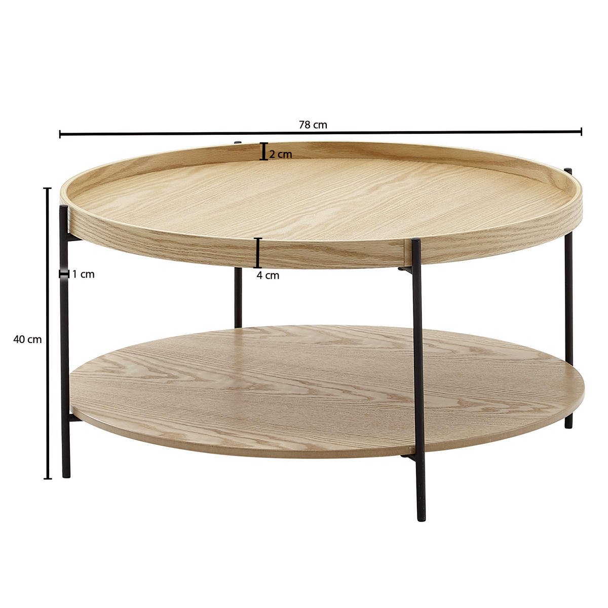 COUCHTISCH in Holzwerkstoff 78/78/40 cm  - Schwarz/Braun, Modern, Holzwerkstoff/Metall (78/78/40cm) - MID.YOU