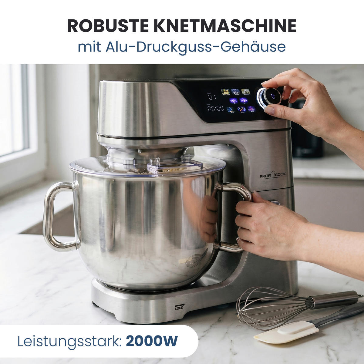 KÜCHENMASCHINE PC-KM 1338  - Edelstahlfarben, Trend, Kunststoff/Metall (45,6/40,6/31,0cm)
