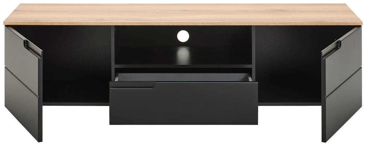 LOWBOARD Swim 165/42/40 cm 1 Schublade(n) Beimöbel erhältlich, stehend  - Eichefarben/Schwarz, Design, Holzwerkstoff/Kunststoff (165/42/40cm) - MID.YOU