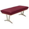 HOCKERBANK 130/49/54 cm  in Weinrot  - Edelstahlfarben/Beige, Design, Leder/Holz (130/49/54cm) - Ambiente