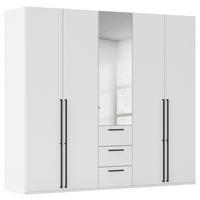 DREHTÜRENSCHRANK 251/235/61 cm,  in Weiß, 5-türig  - Chromfarben/Schwarz, Basics, Glas/Holzwerkstoff (251/235/61cm) - Novel