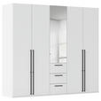 DREHTÜRENSCHRANK 251/235/61 cm,  in Weiß, 5-türig  - Chromfarben/Schwarz, Basics, Glas/Holzwerkstoff (251/235/61cm) - Novel