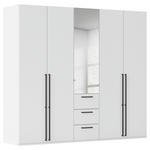 DREHTÜRENSCHRANK 251/223/61 cm,  in Weiß, 5-türig  - Chromfarben/Schwarz, Basics, Glas/Holzwerkstoff (251/223/61cm) - Novel
