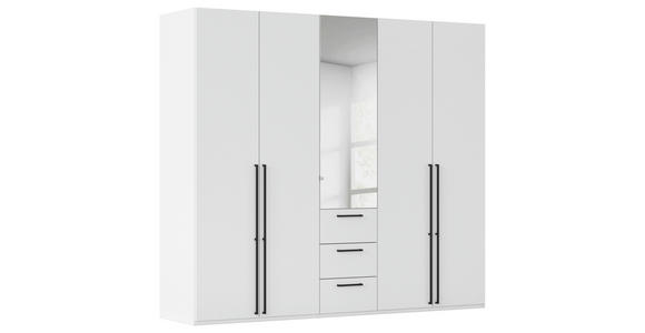 DREHTÜRENSCHRANK 251/235/61 cm,  in Weiß, 5-türig  - Chromfarben/Schwarz, Basics, Glas/Holzwerkstoff (251/235/61cm) - Novel