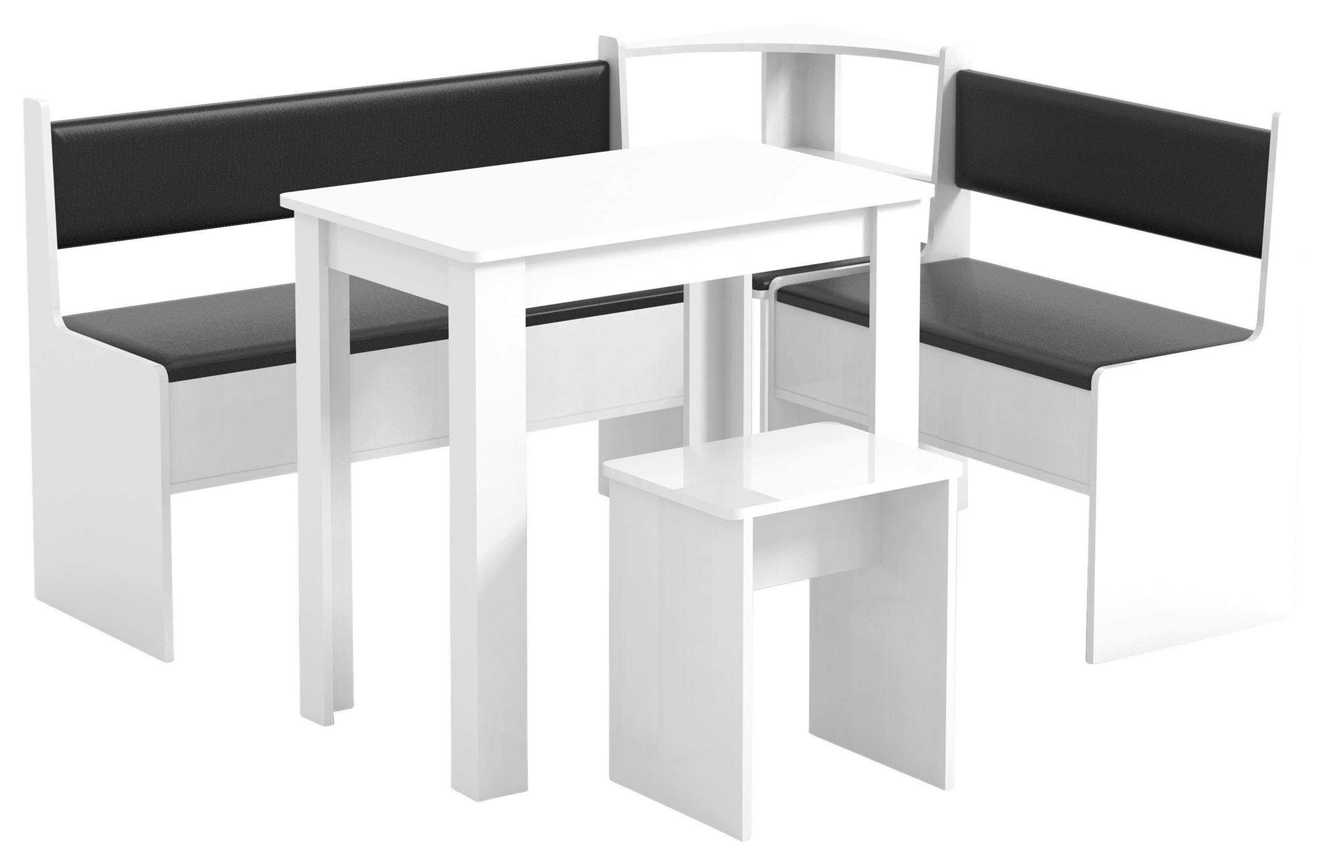SITTGRUPP MED HÖRNBÄNK i trämaterial vit  - vit, Modern, trämaterial (153/115cm) - MID.YOU