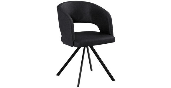 ARMLEHNSTUHL  Typenauswahl, stapelbar, inklusive Armlehnen Mikrofaser, Lederlook (vegan)  - Schwarz, KONVENTIONELL, Textil/Metall (56/84/59cm) - Moderano