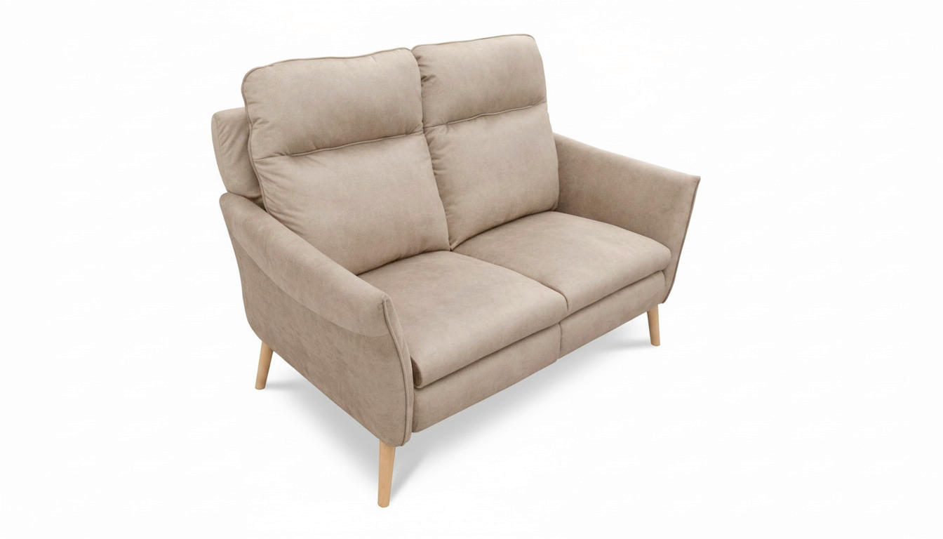 2-SITZER-SOFA  in Mikrofaser Beige Skandinavisch, Modern  - Beige/Buchefarben, Design, Holz/Textil (145/110/92cm) - Livetastic
