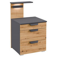 NACHTSCHRANK 47/80/48 cm  - Eiche Artisan/Grau, MODERN, Holzwerkstoff/Kunststoff (47/80/48cm)