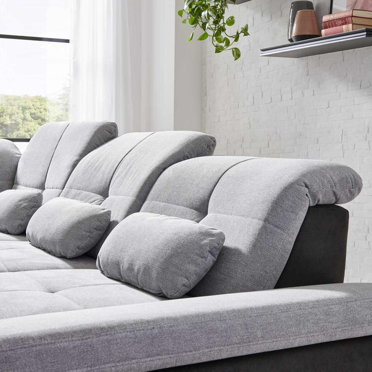 HÖRNSOFFA i chenille svart, aluminiumfärg  - kromfärg/aluminiumfärg, Design, metall/textil (260/312cm) - Beldomo Style