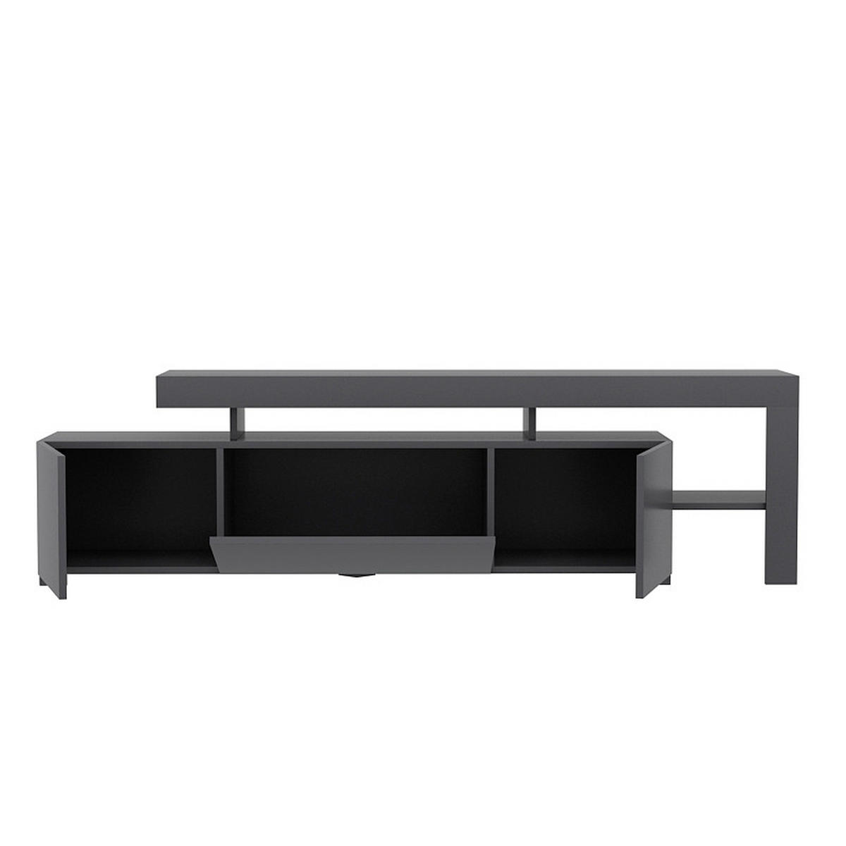 LOWBOARD Beliz TV-Schrank  in 192/53/37 cm  - Anthrazit, Design, Holzwerkstoff (192/53/37cm) - Livetastic
