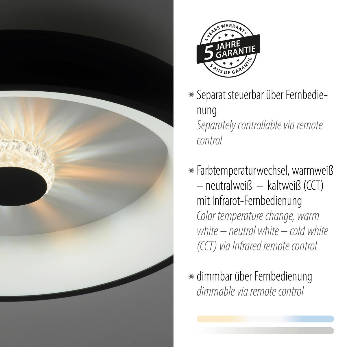 LED MENNYEZETI LÁMPA - fekete, Design, műanyag/fém (46,5/9,5cm)