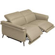 3-SITZER-SOFA  in Echtleder Ecru   - Ecru/Schwarz, Design, Leder/Metall (210/79/104cm) - Belluti