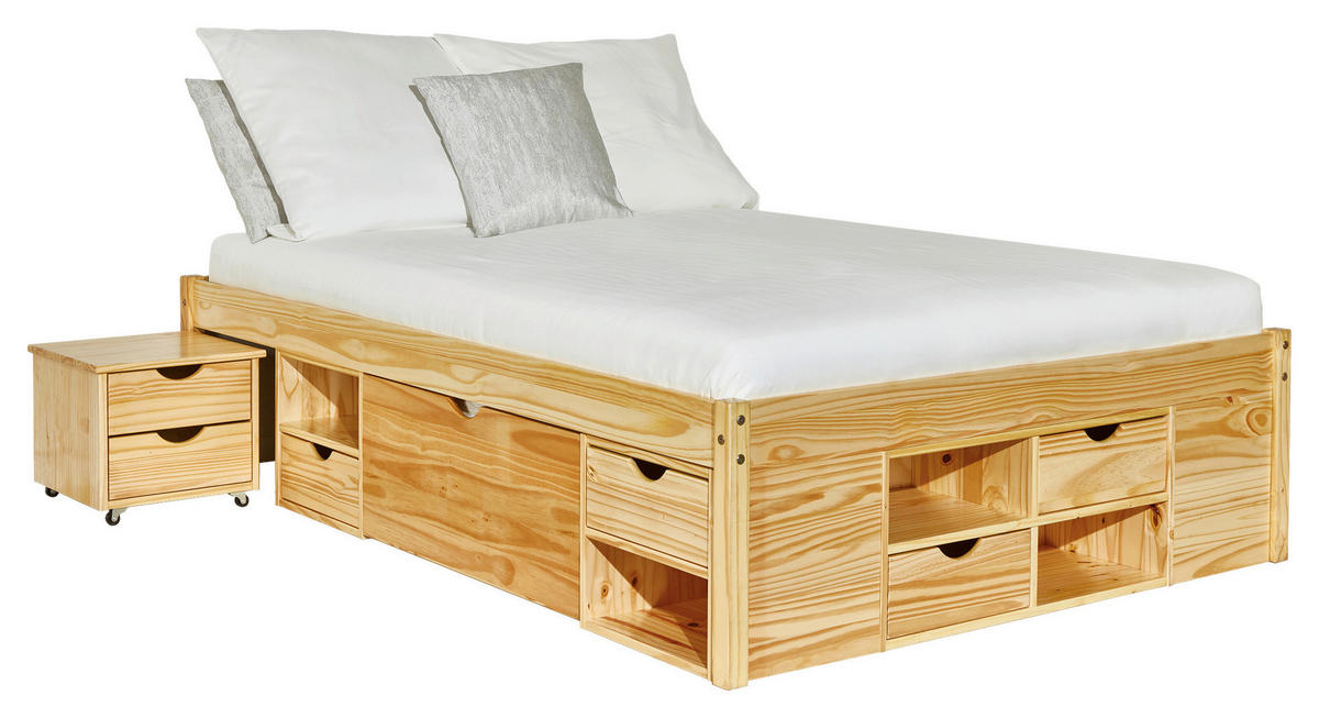 STAURAUMBETT 140/200 cm  in Naturfarben  - Naturfarben, Basics, Holz (140/200cm) - MID.YOU