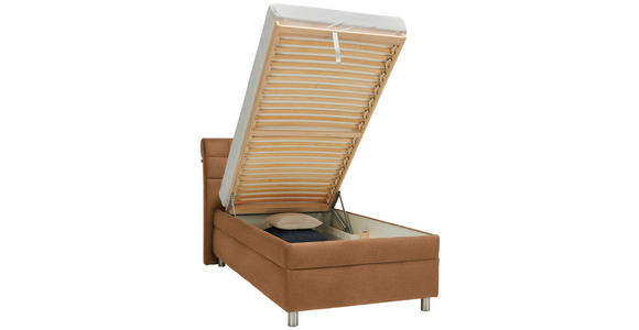 POLSTERBETT Matratze, Lattenrost Cognac 100/200 cm  - Cognac/Silberfarben, KONVENTIONELL, Holz/Textil (100/200cm) - Esposa