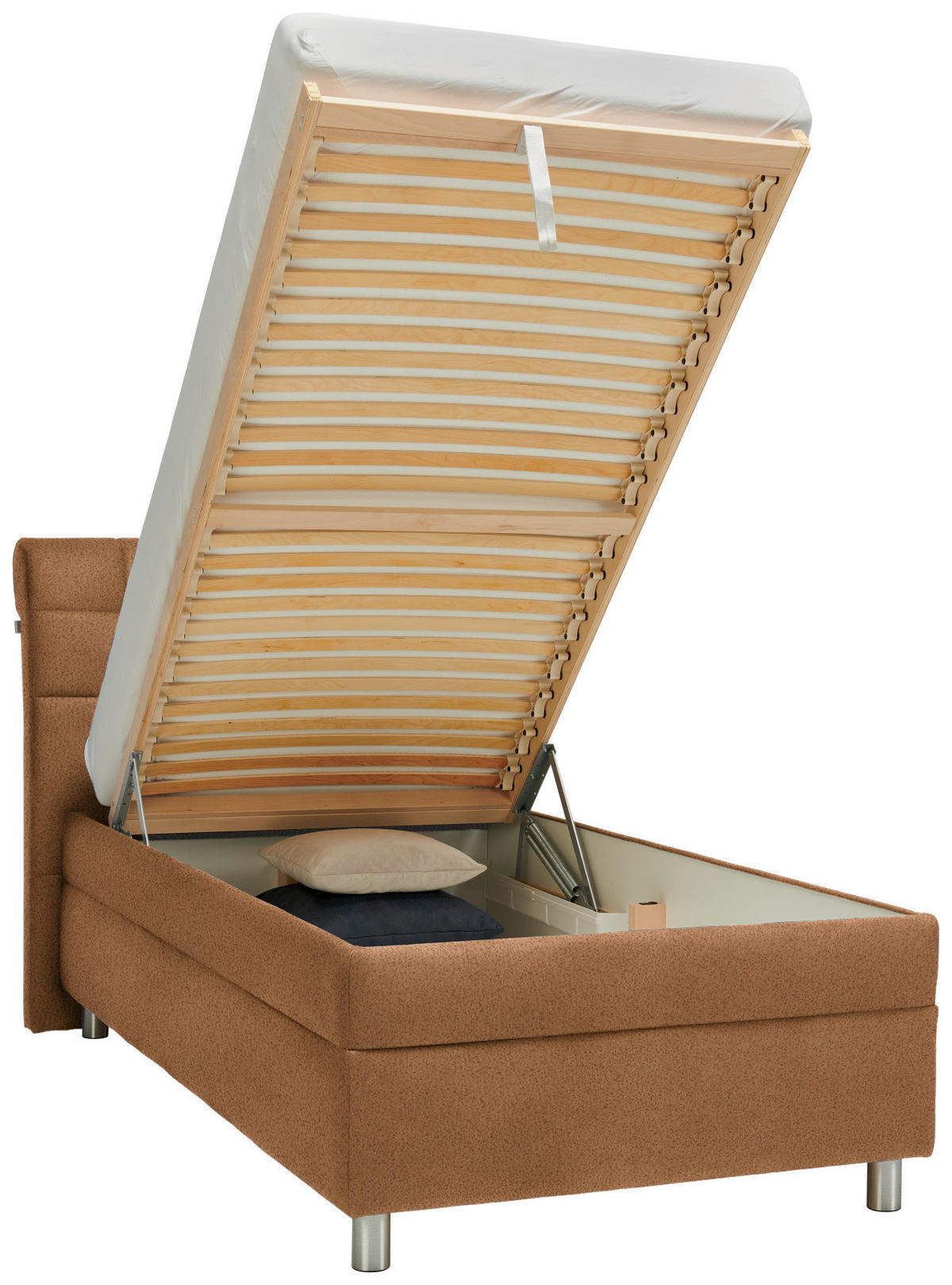 POLSTERBETT 100/200 cm  in Cognac  - Weiss/Cognac, Konventionell, Holz/Textil (100/200cm) - Esposa