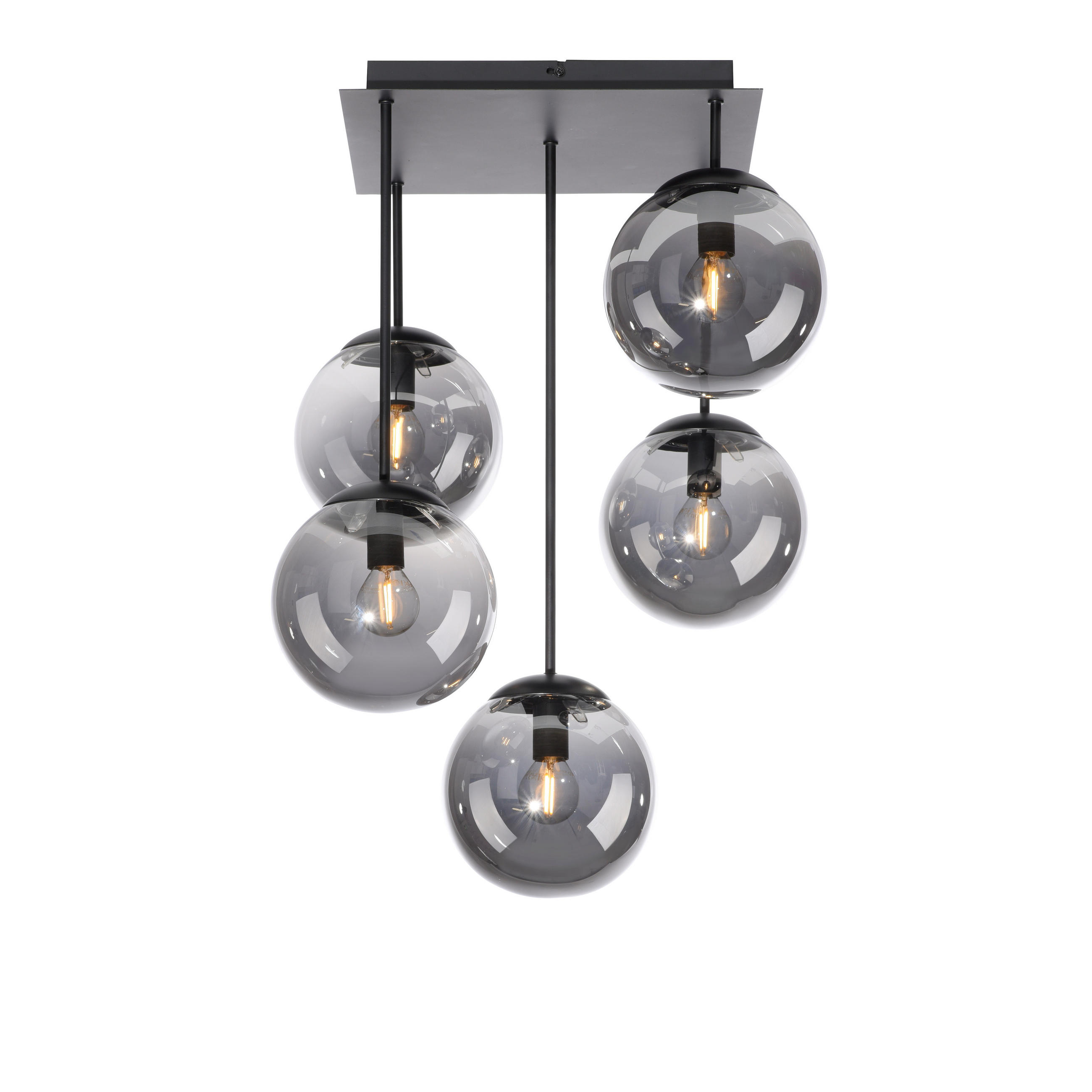 DECKENLEUCHTE 39/39/58,5 cm   - Schwarz, Basics, Glas/Kunststoff (39/39/58,5cm)
