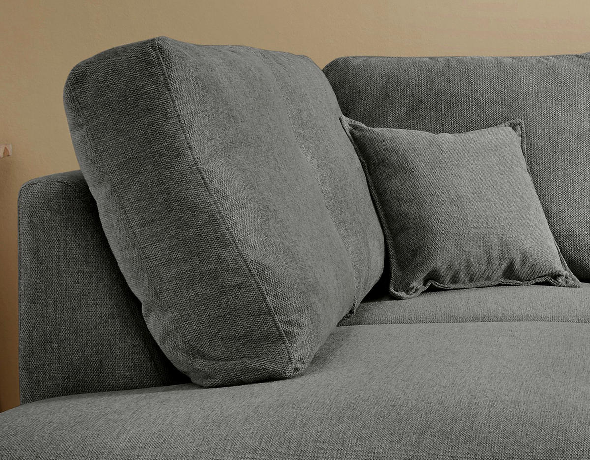 ECKSOFA in Struktur Anthrazit  - Anthrazit/Naturfarben, Konventionell, Holz/Textil (200/230cm) - P & B