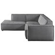 ECKSOFA Dunkelgrau Cord  - Dunkelgrau/Schwarz, KONVENTIONELL, Kunststoff/Textil (224/254cm) - Hom`in