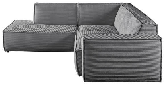 ECKSOFA Dunkelgrau Cord  - Dunkelgrau/Schwarz, KONVENTIONELL, Kunststoff/Textil (224/254cm) - Hom`in