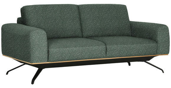 3-SITZER-SOFA  in Struktur Grün  - Schwarz/Grün, Design, Holz/Textil (196/85-104/95cm) - Novel