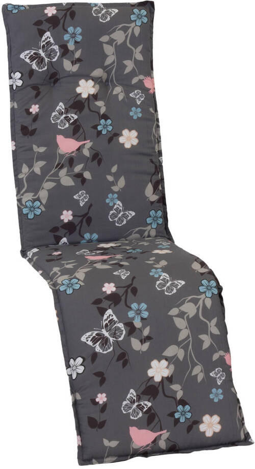 RELAXSESSELAUFLAGE Blume  - Grau, Design, Textil (171/50/6cm) - Gardenson