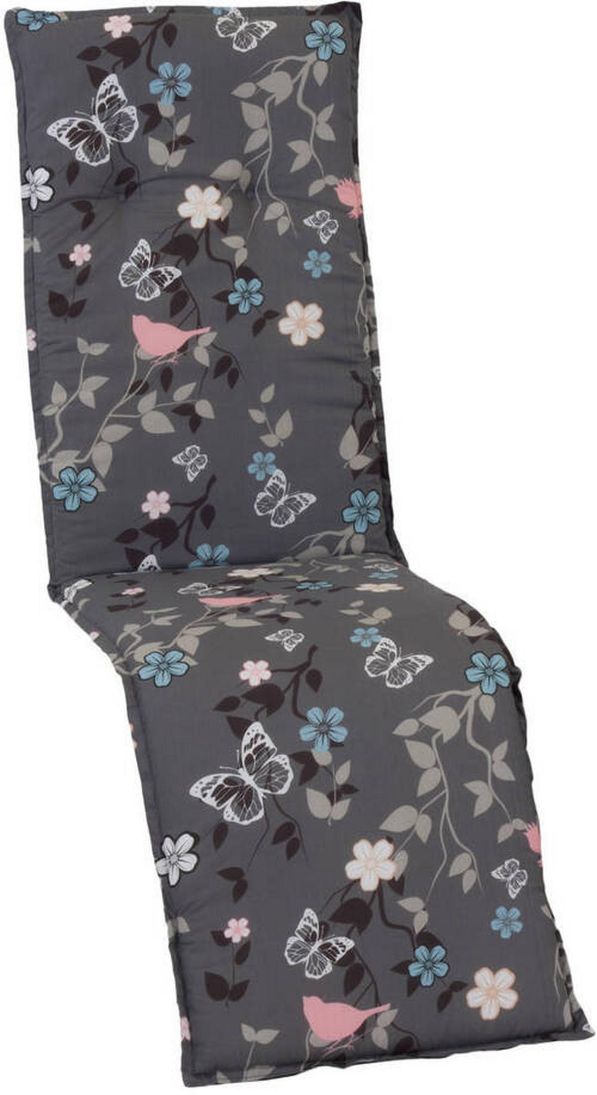 RELAXSESSELAUFLAGE Blume  - Grau, Design, Textil (171/50/6cm) - Gardenson