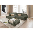 ECKSOFA  in Chenille Olivgrün  224/307 cm  - Schwarz/Olivgrün, KONVENTIONELL, Kunststoff/Textil (224/307cm) - Hom`in