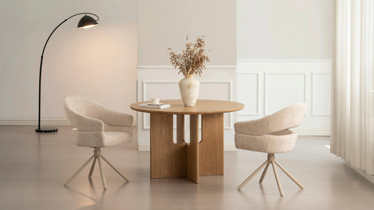 ESSTISCH 120/120/75 cm Echtholz, Nachbildung  Holz, Holzwerkstoff rund Eichefarben  - Eichefarben, Modern, Holz/Holzwerkstoff (120/120/75cm) - Livetastic