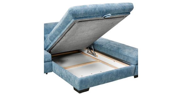 ECKSOFA  in Flachgewebe Pastellblau  204/341 cm  - Pastellblau/Schwarz, Design, Textil/Metall (204/341cm) - Xora