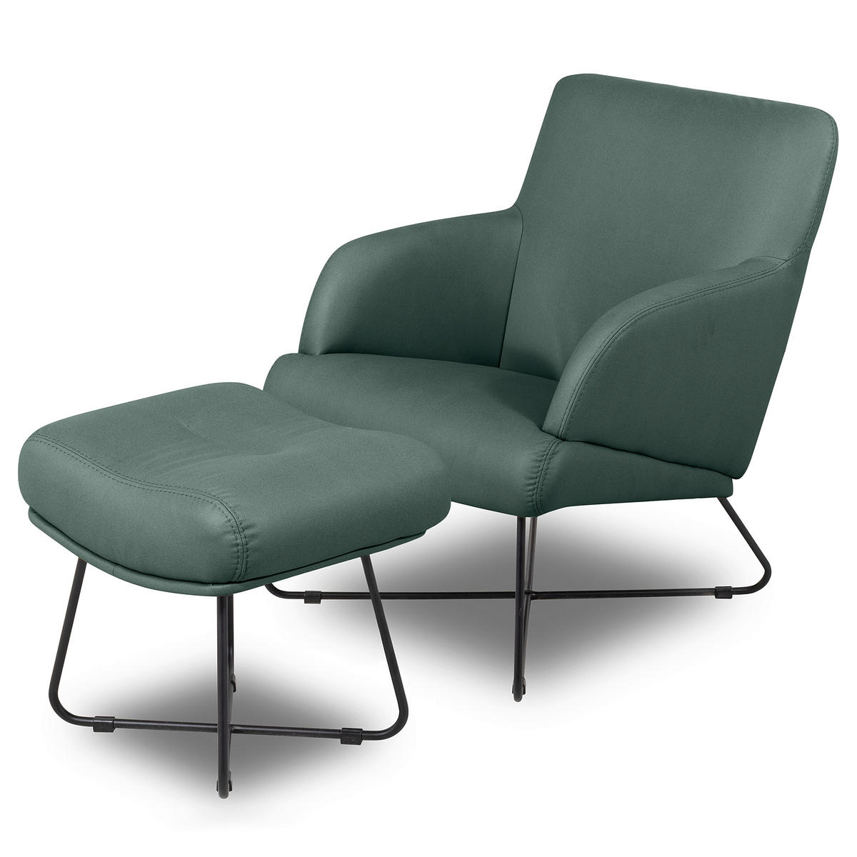 SESSELSET in Lederlook Graphitfarben  - Beige/Graphitfarben, Design, Textil/Metall (67/87/74cm) - Livetastic