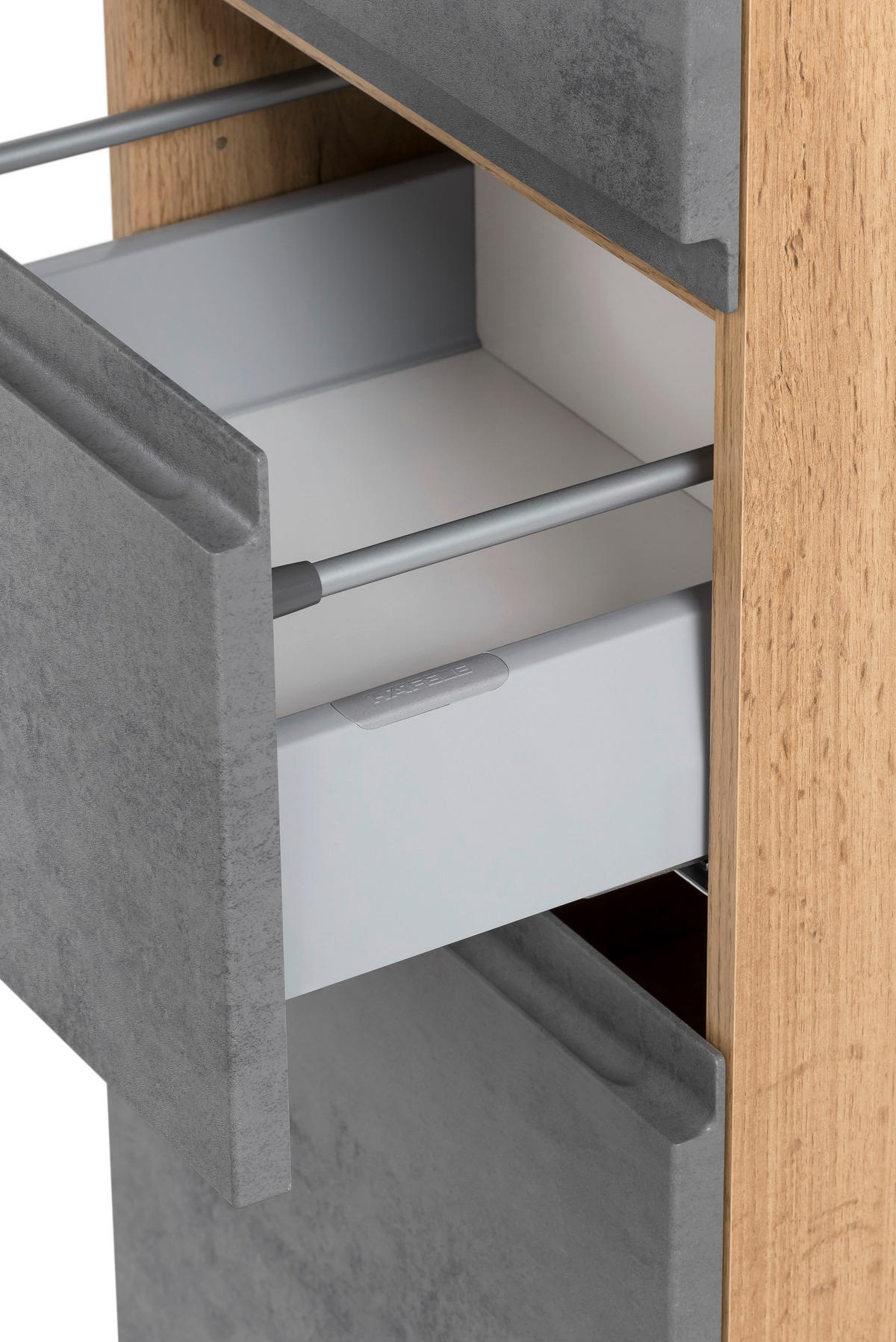MIDISCHRANK 65/130/35 cm  - Silberfarben/Eiche Wotan, Modern, Holzwerkstoff/Kunststoff (65/130/35cm) - Held