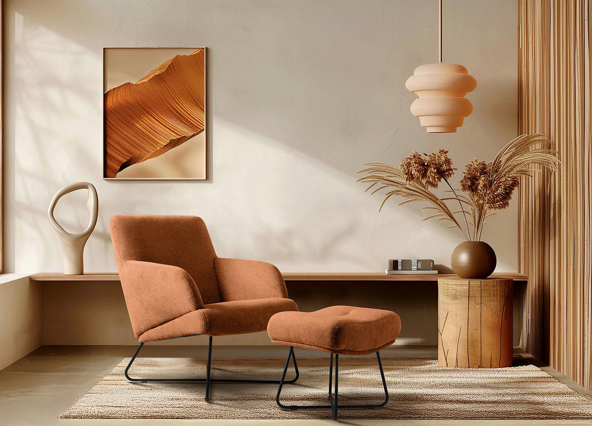 SESSEL in Chenille Rot  - Rot/Schwarz, Design, Textil/Metall (67/87/74cm) - Livetastic