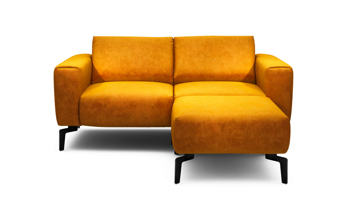 Zweisitzer inkl. Hocker Samt Gelb  - Gelb/Schwarz, Design, Textil/Metall (180/86/86-94cm) - SENSOO