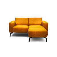 Zweisitzer inkl. Hocker Samt Gelb  - Gelb/Schwarz, Design, Textil/Metall (180/86/86-94cm) - SENSOO
