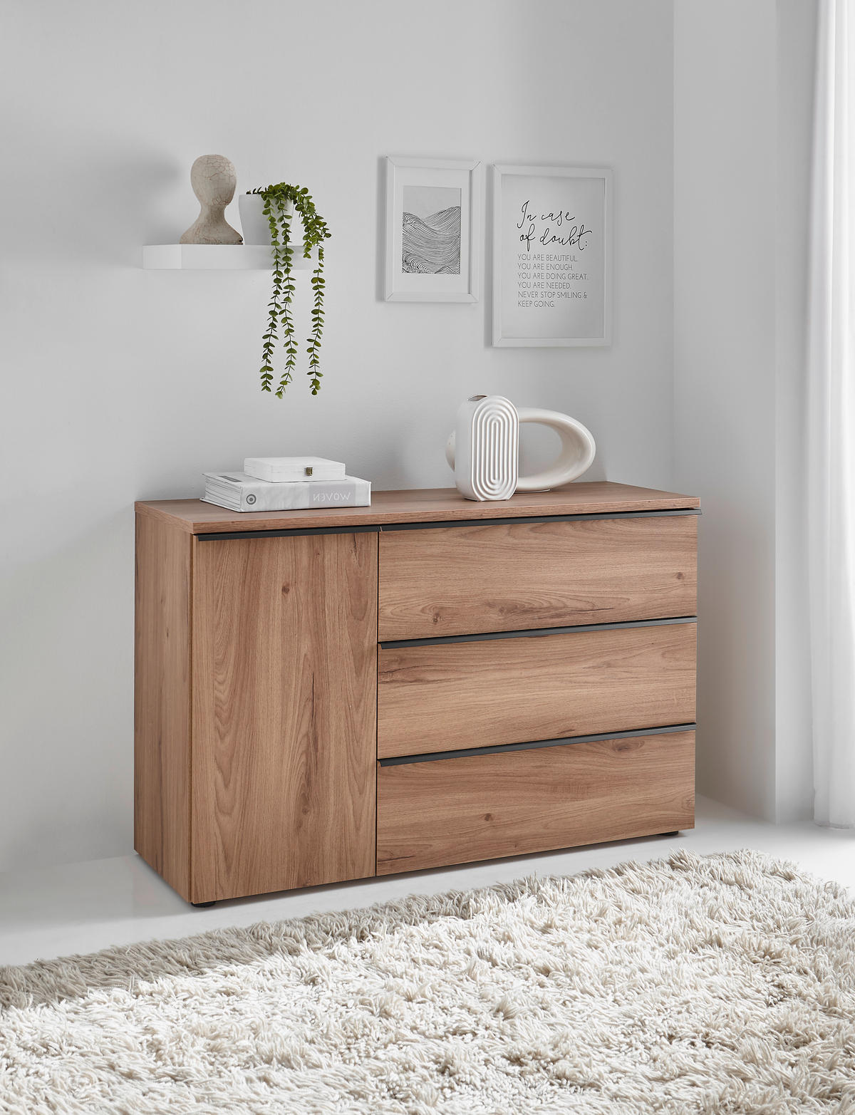 SIDEBOARD  120/78/40 cm 3 Schublade(n)  - Eichefarben/Graphitfarben, Basics, Holzwerkstoff/Kunststoff (120/78/40cm) - Moderano