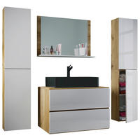 BADEZIMMER 5-teilig  in 147 cm  - Honigeiche/Schwarz, MODERN, Glas/Keramik (147cm) - MID.YOU