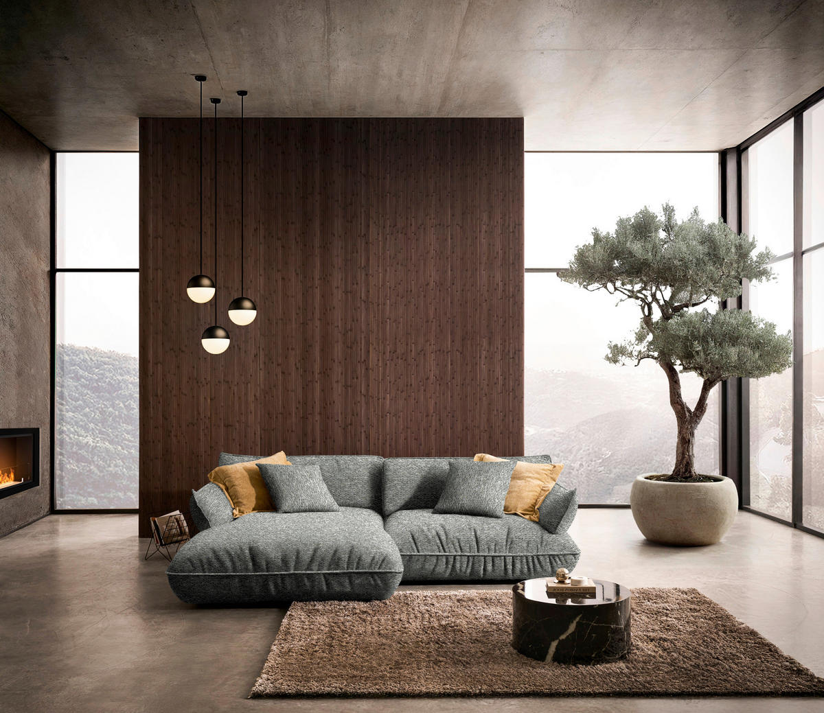 ECKSOFA  in Flachgewebe Grau  185/264 cm  - Schwarz/Grau, Design, Kunststoff/Textil (185/264cm) - Belluti