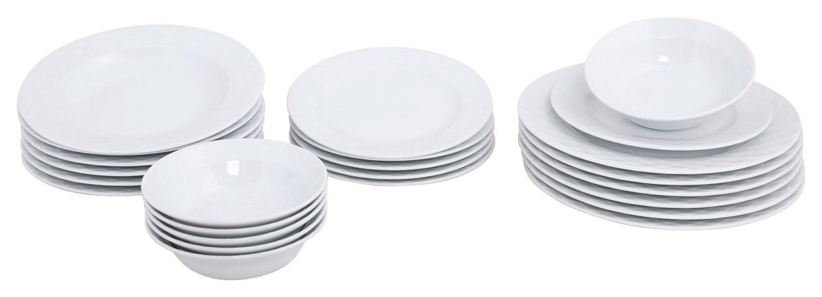 KOMBISERVICE Weiß 24-teilig 6 Personen  - Weiß, Basics, Keramik - P & B