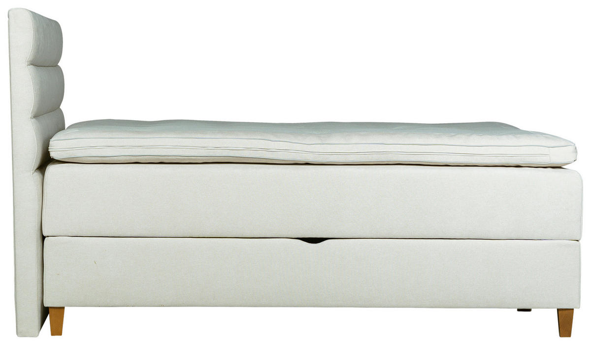 KONTINENTALSÄNG  i grå, vit  - vit/valnötsfärgad, Klassisk, metall/trä (180/200cm) - Niels Andersson