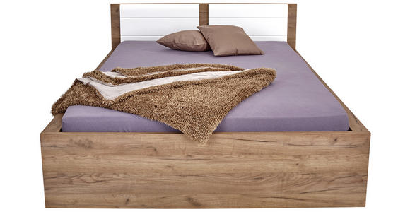 Bett Avensis New 140x200 Krafteiche Dunkel/Weiß - Eichefarben/Weiß, KONVENTIONELL, Holz (140/200cm) - Luca Bessoni