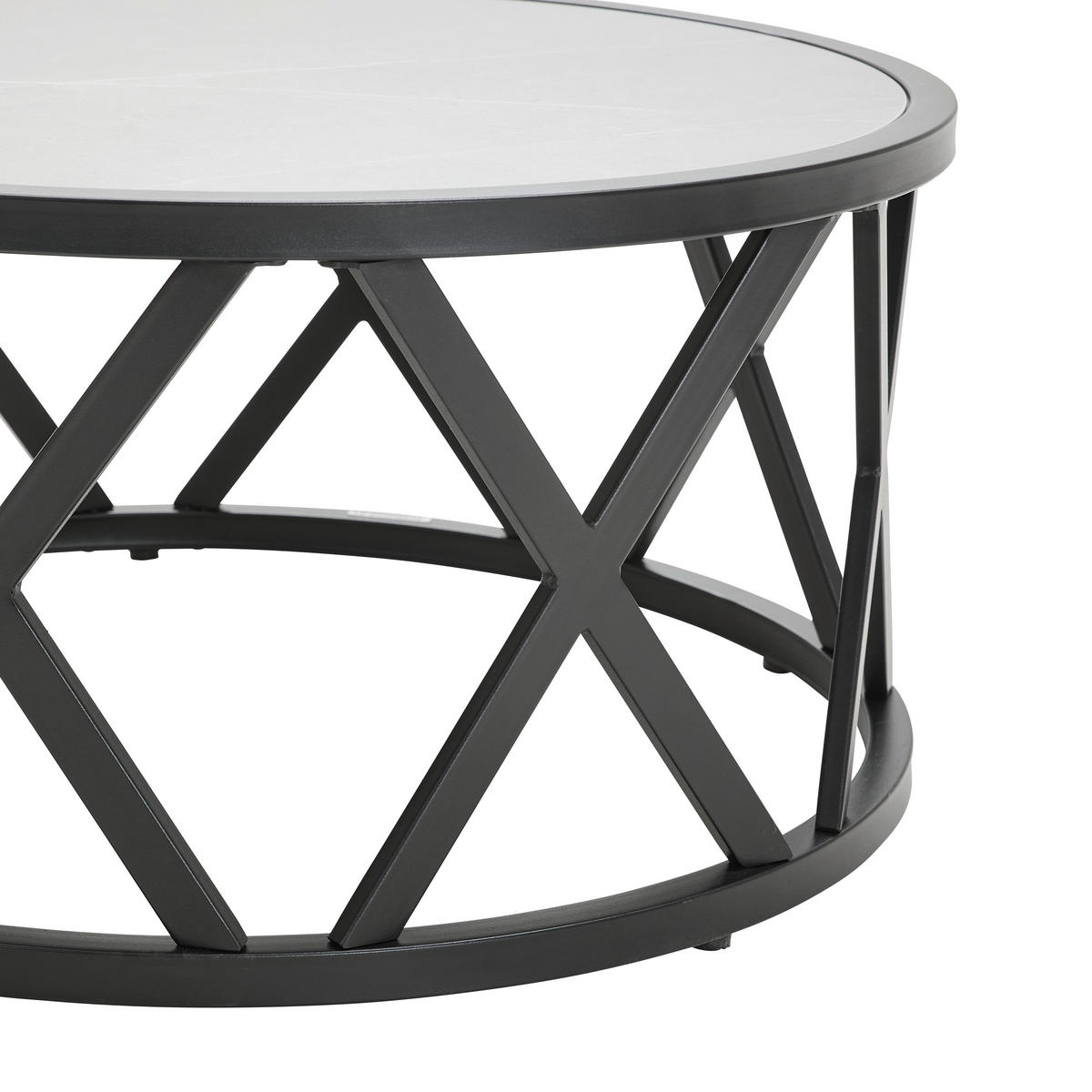 COUCHTISCH in Metall, Stein 75/35/75 cm  - Hellgrau/Schwarz, Design, Stein/Metall (75/35/75cm) - Livetastic